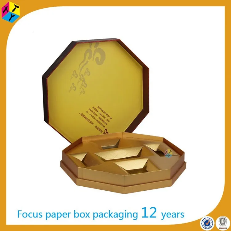 size picture of elegant octagonal cardboard mooncake box luxury