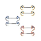 Sexy Bar Rings Body Jewelry Gold Silver Rose Gold Color With Rhinestone Star Moon Shape Nipple Barbell