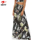 Custom Floral Printed Bohemian Skirt Sexy Long Maxi Chiffon Skirt