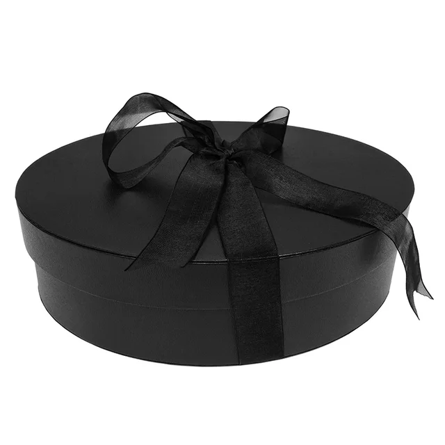 customized large black ribbon bow oval paper gift box with lid