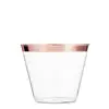 100 Rose Gold Plastic Cups, 9 Oz Plastic wine Cups Old Fashioned Tumblers, Disposable & recyclable wine glasses