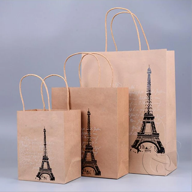 personalised cheap eiffel tower words logo brown kraft paper
