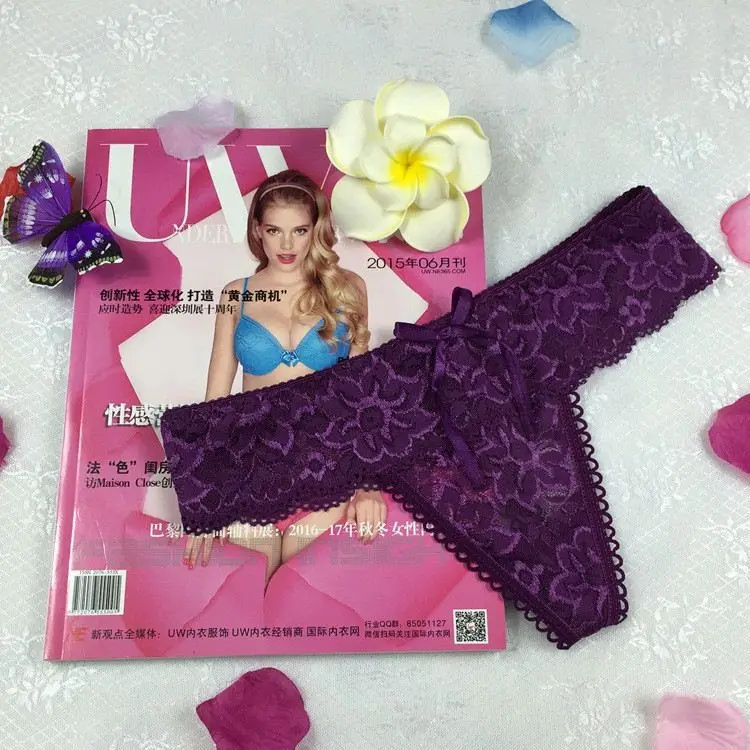 Stock Bowknot transparent jacquard low waist Lace sey panties women underwear thongs bragas women panties sey underwear women br