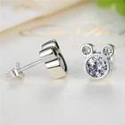 Fashional Mickey Mouse 925 Sterling Silver CZ Earrings Studs For Girls