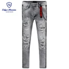 2019 Fashion Royal Blue Slim Damaged Dirty Wash Pantalones Jeans For Man