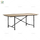 Contemporary Loft design Solid Wood Mixed Industrial Metal Table