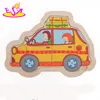 Car shape kids wooden jigsaw puzzle plate with Eco-friendly W14C230