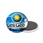 Factory City Newest Gifts Leaf Design Wholesale Custom Round Glass Fridge Shaped Magnet