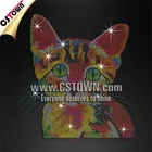 Shining hotfix rhinestone transfer colorful cat bling iron on motifs 2016 new designs