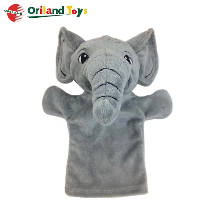 Lovely blue elephant calf soft plush stuffed toys hand puppet