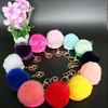 Hot selling Product Pompon Keychain Luxury Rabbit Fur Ball Keychain With Mirror