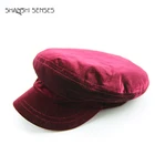 New design customized fancy velvet military cap for women