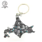 Rhinestone Map Design Imitation Antique Silver Metal Keychain For Promotion