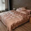 TINGYU Silky Soft Luxury 5pieces Deep Pocket Pillowcase Queen/King Size Satin/Tencel Bedroom Bed Sheet Set