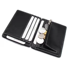 Smooth top grain black crazy horse money clip slim wallet magic wallet with elastic straps