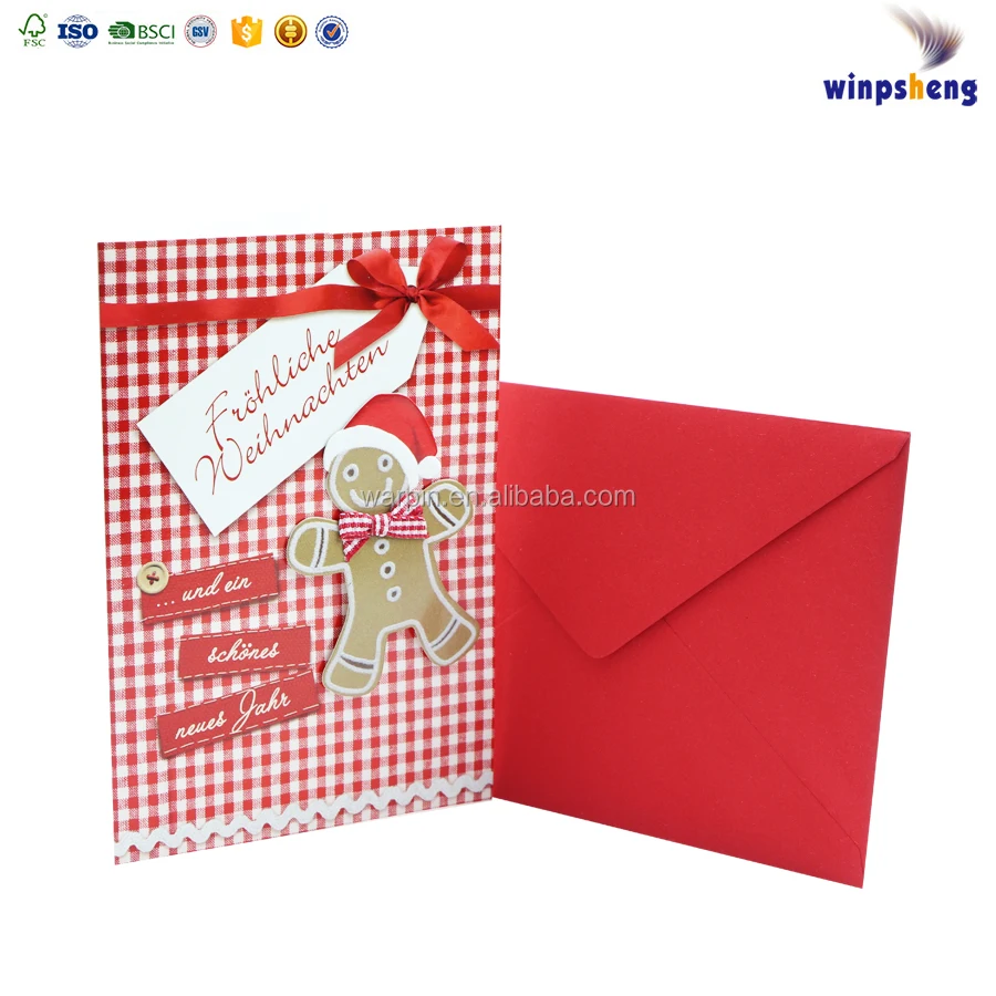 handmade santa claus merry christmas greeting card