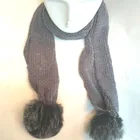 women girl polyester chenille winter scarf with pompom