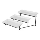 Buffet serving 3 tiers rectangle white charger plate plain white ceramic dining plates