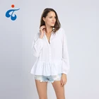 Made in China casual cotton soft fancy white blouses with ruffle