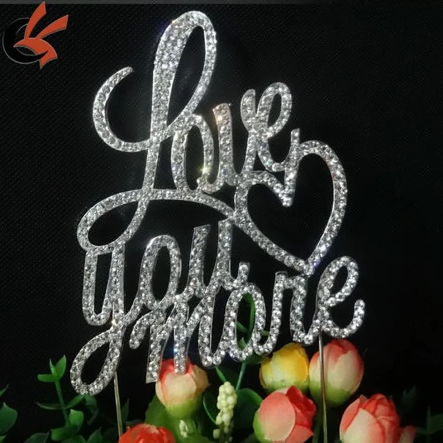 engagement bling love you more crystal rhinestone wedding cake