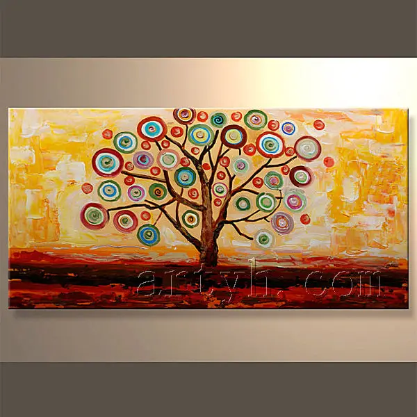 De la pared arte de la lona de pintura de acrílico abstracto árbol moderno