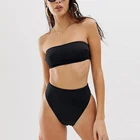 Women's Two Piece Bikini Sets Sexy Bandeau Top High Waisted Bottom Beach Swimwear