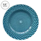13 inches blue glass feather underplates wedding table decorative