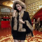 woman fox fur scarves/red daily life fake fur lady shawls with tassel