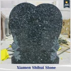 Chinese Natural Stone Blue Pearl Granite Headstone Monument Tombstone For Funerary Garden Cemetery