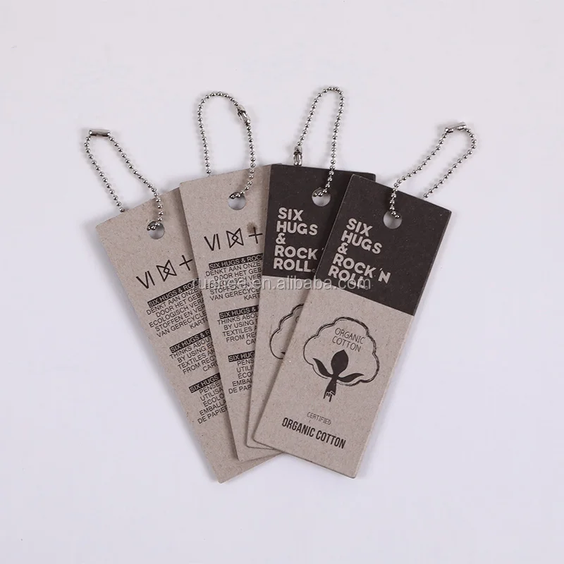 Custom Size Recycled Paper Hang Tags CMYK Printing For Garment Display