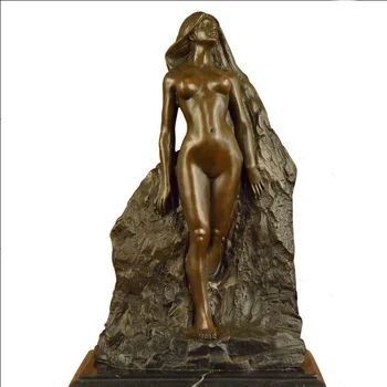 Antique Life Size Nude Woman Bronze Sculpture Casting Brass Naked Lady