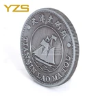 BSCI factory made antique silver souvenir metal coin with diamond cut edge