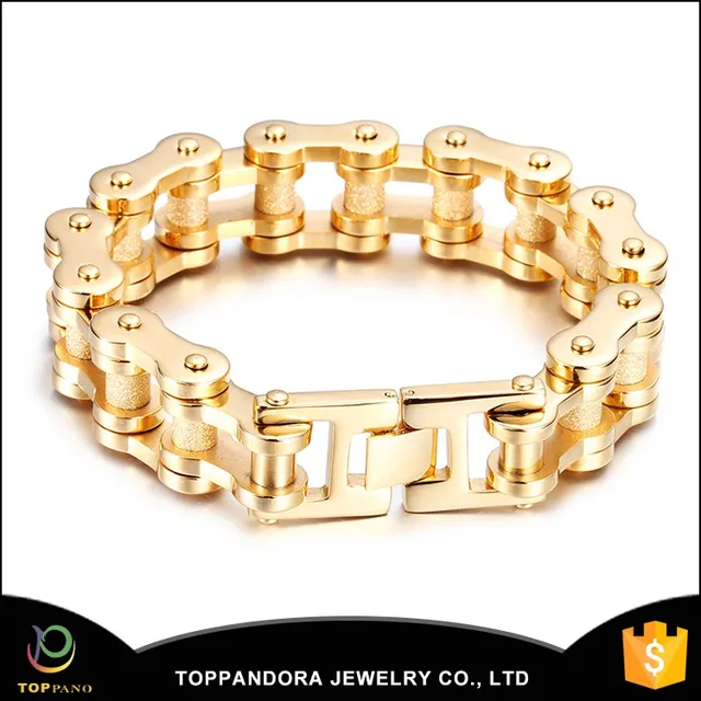 gold plating bike chain jewelry wholesale stainless steel men