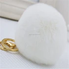 wholesale 6cm colorful rex rabbit fur pom fake rabbit fur pom keychainSolid Color pompom ball car key