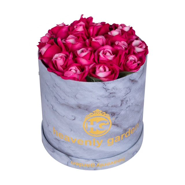 marble print gift round flower box colorful printed paper