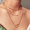 Sexy Multilayer Sequins Choker Necklace Round Circle Pendants Beads Necklace for Women Statement Jewelry Gifts (KMN0809)