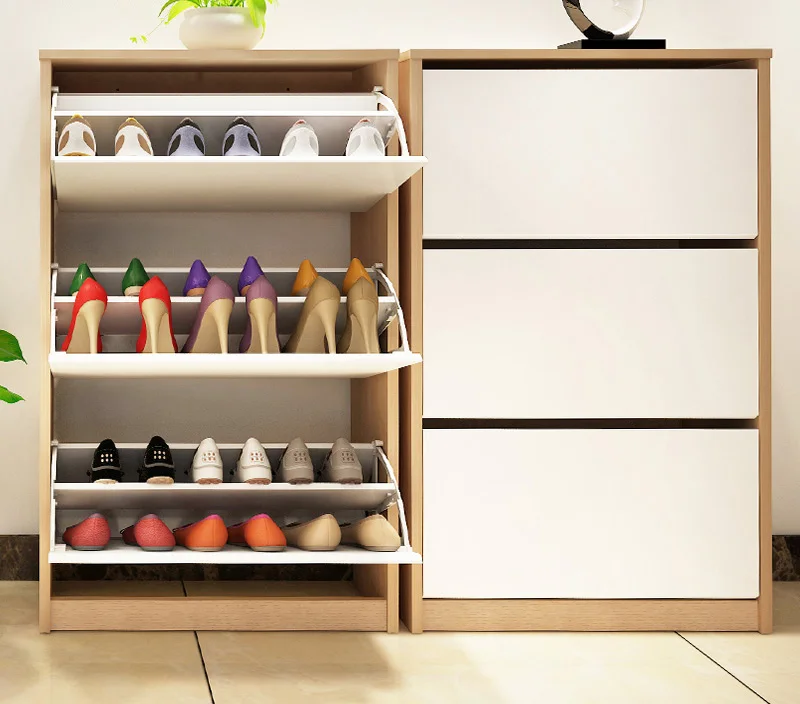 Wooden Shoe Rack Storage Cabinet With 
