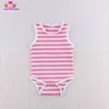Factory wholesale cotton pink & white striped baby vest sleeveless baby romper summer