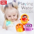ingbaby baby bath parnter toy cute rubber animal spray water zip sound maker floating interesting water playing game
