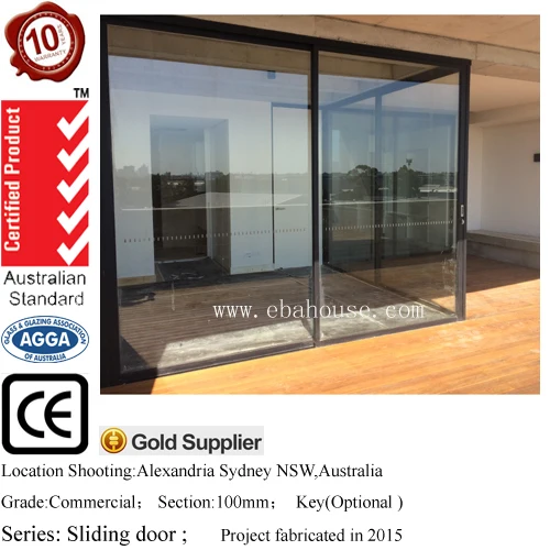 オーストラリアAS2047標準商用システムダブルガラスアルミコーナースライディングドア 問屋・仕入れ・卸・卸売り
