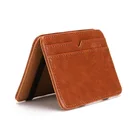 Hihg Quality Men PU Magic Wallet Card Holder with Zipper Pouch