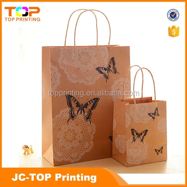 custom printing brown kraft paper shopping bag paper gift bag