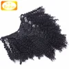 lowest price grade 8A Malaysian kinky curly hair clip in hair extensions for black women