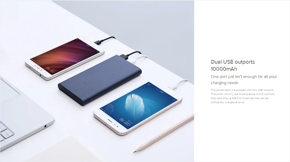 Official Global Version Xiaomi Mi Power Bank 2 2S 10000mAh Quick Charge Portable Power Source Powerbank Black Sliver - ANKUX.COM