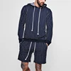high quality sportswear striped pullover hoodie & sweat shorts sets men's trendy tracksuits