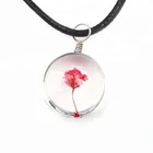 Pendant Glass Necklace Luyun Crystal Glass Natural Red Dry Flower Pendant Necklace
