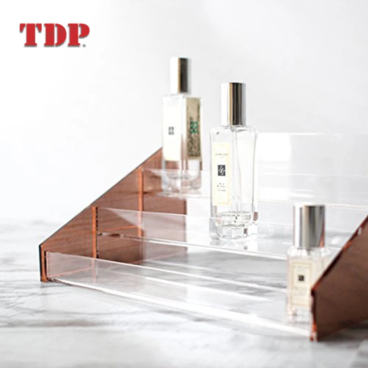 Factory OEM Design Elegant 3 Layers Perfume Bottle Box Acrylic Display Stand
