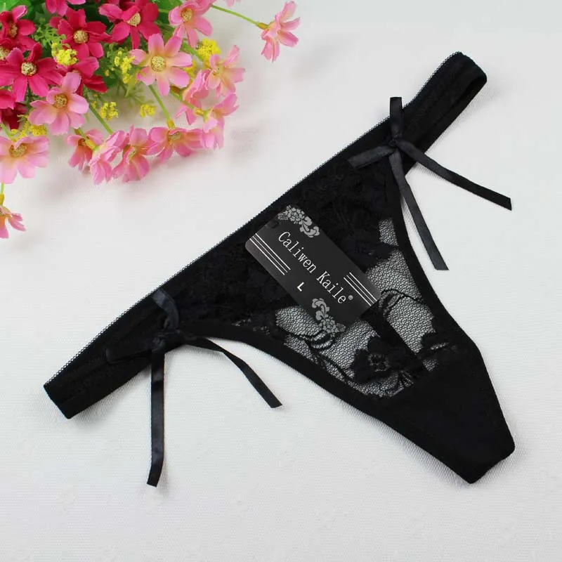 Stock Newest lady bowknot Sey G String underwear Women Lace Transprent Low Waist seamless panties see through Thongs Underwear B
