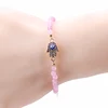 Pink beads turkey evil eyes bracelet silver hamsa hand bracelet for sale