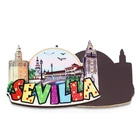 Barcelona Epoxy Wooden Different Countries 3 Layers 90*65mm Norfolk Island Round Shape Fridge With Custom Logo Toy Magnet